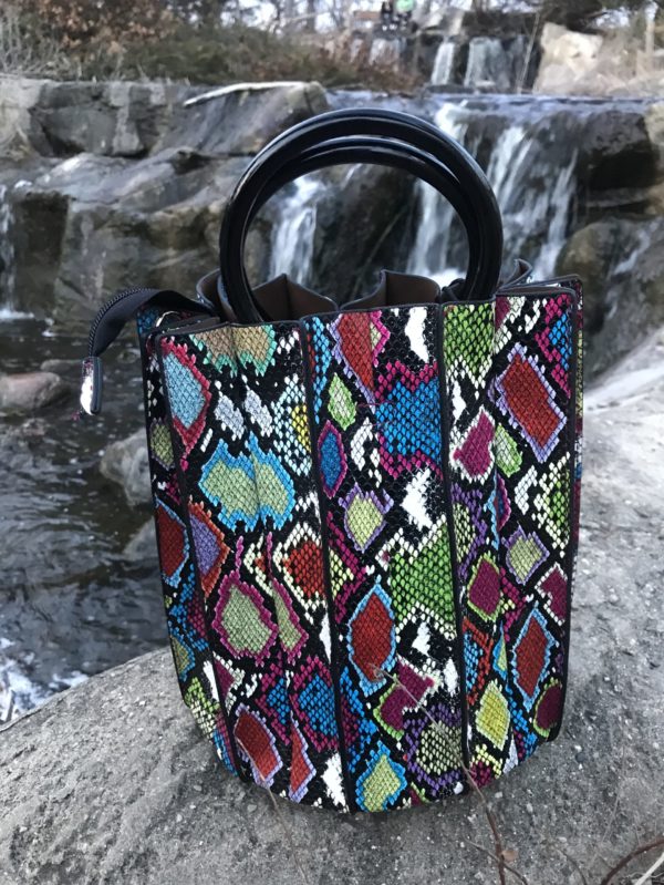 London Multicolor Snake Embossed Handbag