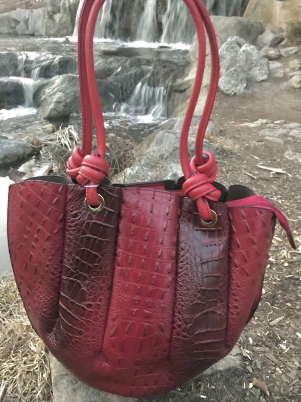 Avalon Red Croc Embossed 2 In 1 Handbag